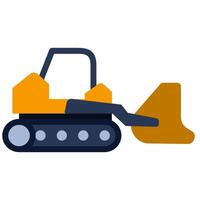 Bulldozer Heavy Machine Flat Design Icon - Heavy Machinery Flat Design Icon vector