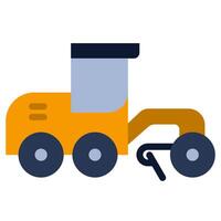 Road Grader Flat Design Icon - Heavy Machinery Flat Design Icon vector