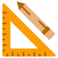 Triangle ruler and Pencil Flat Design Icon - Carpentry Flat Icon vector