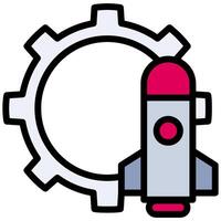 Rocket Launch Outline Flat Icon, Solid Color Outline Flat Icon Symbol vector