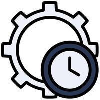 Gear Time, Time Management Outline Flat Icon, Solid Color Outline Flat Icon Symbol vector