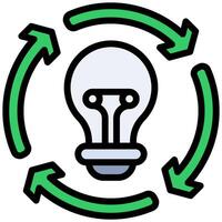 Idea Process Outline Flat Icon, Bulb Outline Flat Icon, Solid Color Outline Flat Icon Symbol vector