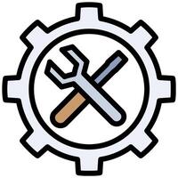 Automation Outline Flat Icon, Gear Wrench Outline Flat Icon, Solid Color Outline Flat Icon Symbol vector