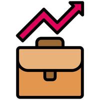 Briefcase Growth Outline Flat Icon, Solid Color Outline Flat Icon Symbol vector
