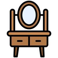 Dressing Table Design Icon, Outline Flat Design Style Icon, Furniture Icon vector