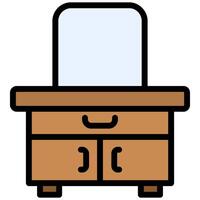 Dressing Outline Table, Outline Flat Design Style Icon, Furniture Icon vector