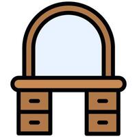 Dressing Table Icon, Outline Flat Design Style Icon, Furniture Icon vector