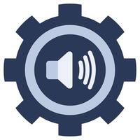 Gear Volume Control Flat Design Icon, Audio Element Flat Design Icon Symbol vector