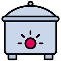 Slow Cooker Outline Flat Design Icon, Cooking And Kitchen Outline Flat Design Icon Symbol vector