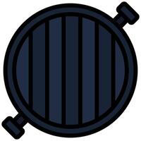 Barbecue Grill Outline Flat Design Icon, Cooking And Kitchen Outline Flat Design Icon Symbol vector