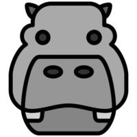 Hippo Outline Flat Design Icon, Animal Outline Flat Design Icon Symbol vector