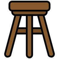 Bar Stool Outline Flat Icon, Solid Color Outline Flat Icon Symbol vector