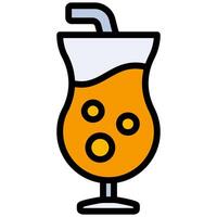 Cocktail Outline Flat Icon, Solid Color Outline Flat Icon Symbol vector