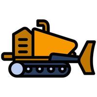 Crawler Dozer Outline Flat Design Icon - Heavy Machinery Outline Flat Design Icon vector