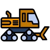 Snowcat Outline Flat Design Icon - Heavy Machinery Outline Flat Design Icon vector