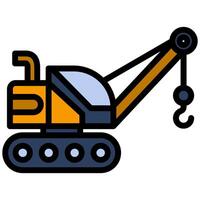 Pipelayer Outline Flat Design Icon - Heavy Machinery Outline Flat Design Icon vector