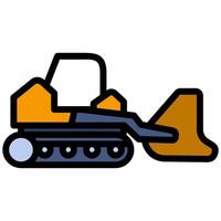 Bulldozer Heavy Machine Outline Flat Design Icon - Heavy Machinery Outline Flat Design Icon vector