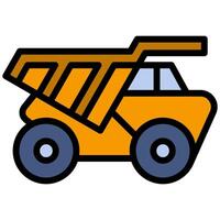 Dump Truck Outline Flat Design Icon - Heavy Machinery Outline Flat Design Icon vector