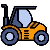 Tractor Outline Flat Design Icon - Heavy Machinery Outline Flat Design Icon vector