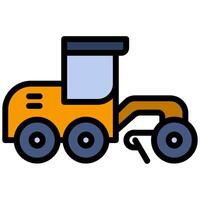 Road Grader Outline Flat Design Icon - Heavy Machinery Outline Flat Design Icon vector