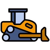 Bulldozer Outline Flat Design Icon - Heavy Machinery Outline Flat Design Icon vector