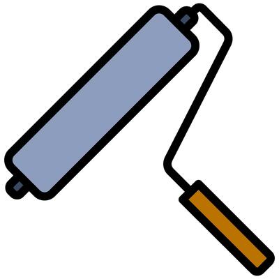 Paint Roller Outline Flat Icon, Color Flat Icon Symbol