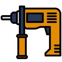 Power Drill Machine Flat Outline Icon, Color Flat Icon Symbol vector