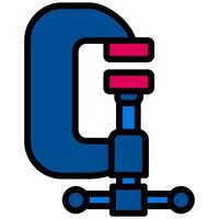 C Clamp Outline Flat Design Icon - Carpentry Outline Flat Icon vector