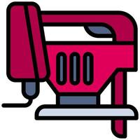 Jigsaw Power Tool Outline Flat Design Icon - Carpentry Outline Flat Icon vector