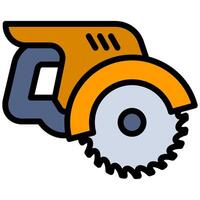 Electric Saw Outline Flat Design Icon - Carpentry Outline Flat Icon vector