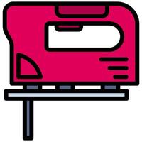 Jig Saw Outline Flat Design Icon - Carpentry Outline Flat Icon vector