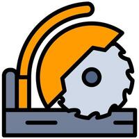 Circular Saw Outline Flat Design Icon - Carpentry Outline Flat Icon vector