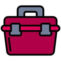 Toolbox Outline Flat Design Icon - Carpentry Outline Flat Icon vector