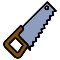 Saw Outline Flat Design Icon - Carpentry Outline Flat Icon vector