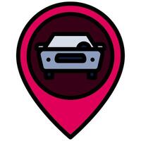 Car Service Location Outline Flat Design Style Icon - Car Service vector