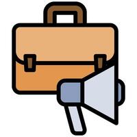 Briefcase Megaphone Outline Flat Design Style Icon, Outline Flat Design Style Icon Symbol vector