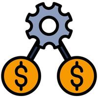 Gear Dollar Outline Flat Design Style Icon, Outline Flat Design Style Icon Symbol vector