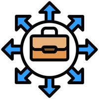 Briefcase Job Outline Flat Design Style Icon, Outline Flat Design Style Icon Symbol vector