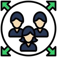 Outsourcing Outline Flat Design Style Icon, Outline Flat Design Style Icon Symbol vector