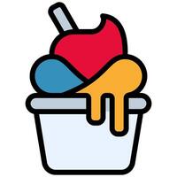 Ice Cream Cup, Outline Flat Design Style Icon, Restaurant Element Icon Collection vector