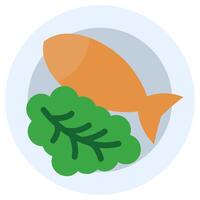 Cooked Fish Icon, Flat Design Style Icon, Restaurant Element Icon Collection vector