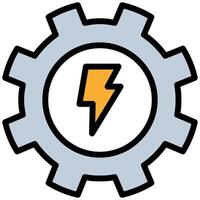 Thunder With Gear Icon, Flat Design Style Icon Icon Symbol vector