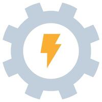 Thunder With Gear Flat Icon, Flat Design Style Flat Icon Symbol vector