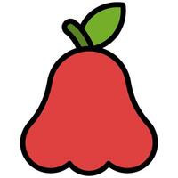 Rose Apple Icon, Fruit and Vegetable Outline Flat Design Icon Symbol vector