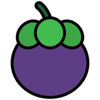Mangosteen Icon, Fruit and Vegetable Outline Flat Design Icon Symbol vector