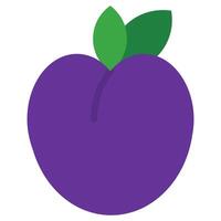 Plum Icon, Fruit and Vegetable Flat Design Icon Symbol vector