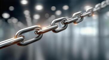 Metal Chain Links Shining Under Dim Lighting in a Modern Environment photo