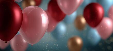 Colorful Balloons Floating in a Festive Celebration Setting With Shimmering Effects photo