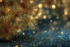 Bright Golden Sparkles Creating a Festive Atmosphere During a Celebration in the Evening photo