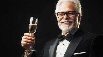 Cheers to a Special Occasion With a Smiling Man Holding a Champagne Glass photo